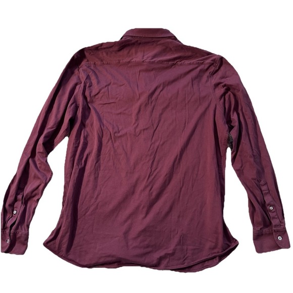 Untuckit Luxe Tee Maroon Button Down Long Sleeve Shirt Mens Sz XXL Reg Tall - Picture 4 of 8